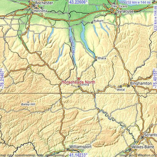 Topographic map of Horseheads North