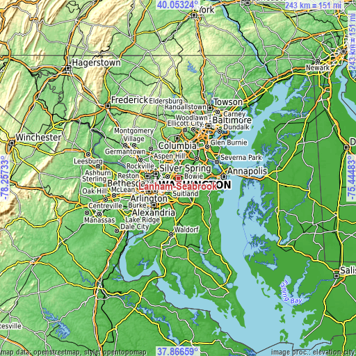 Topographic map of Lanham-Seabrook