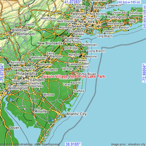 Topographic map of Leisure Village West-Pine Lake Park