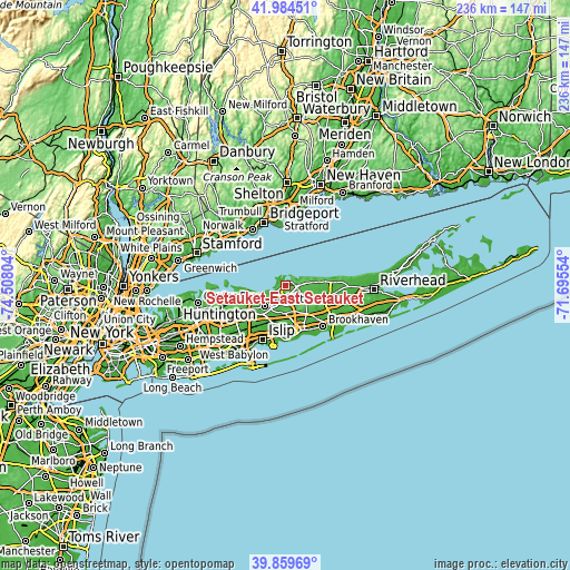 Topographic map of Setauket-East Setauket