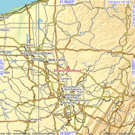 Topographic map of Shanor-Northvue