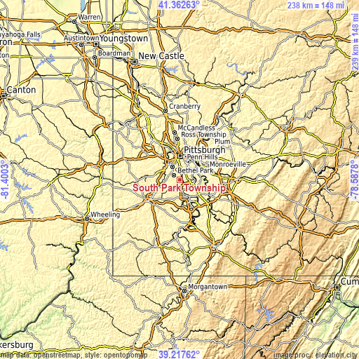 Topographic map of South Park Township