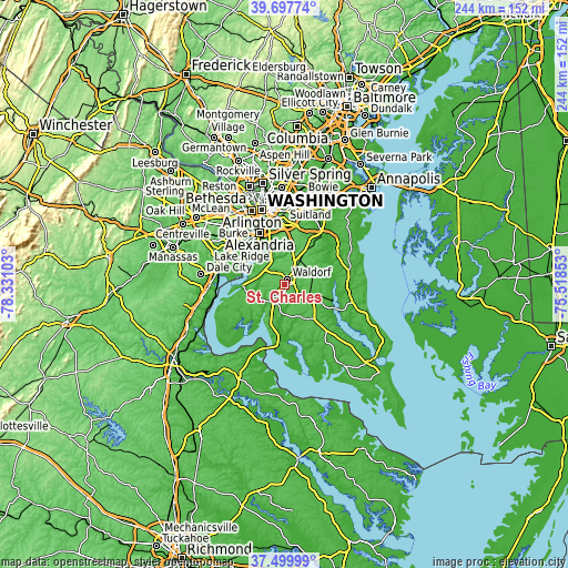 Topographic map of St. Charles