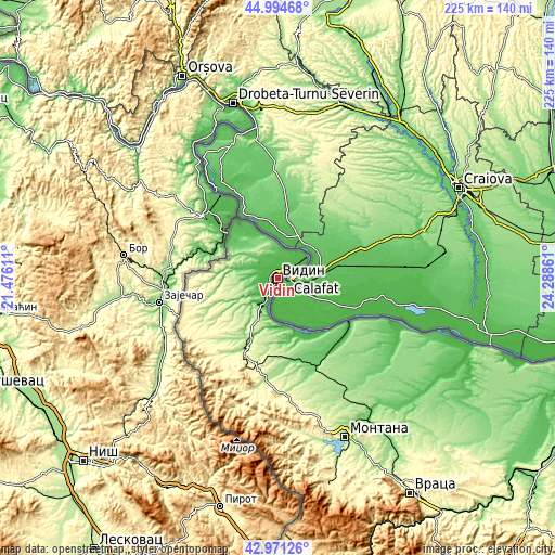 Topographic map of Vidin