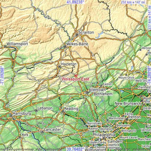 Topographic map of Weissport East