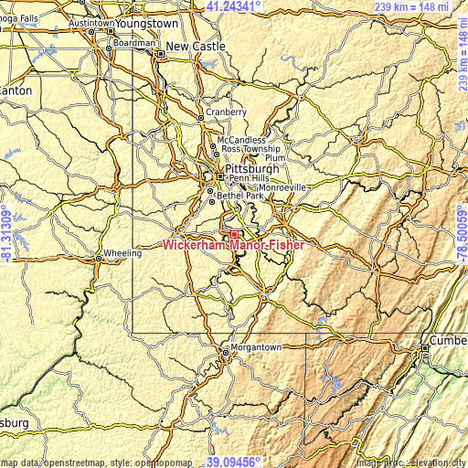 Topographic map of Wickerham Manor-Fisher