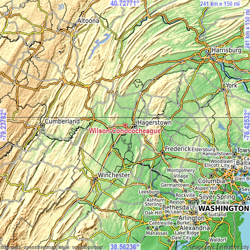 Topographic map of Wilson-Conococheague