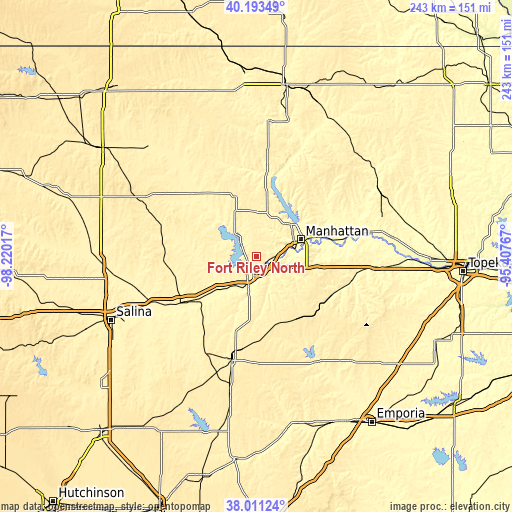 Topographic map of Fort Riley North