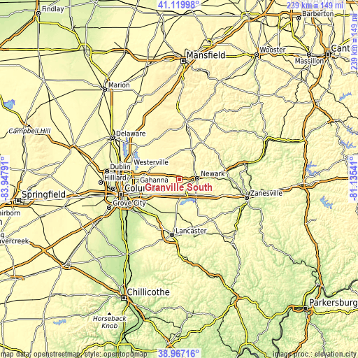 Topographic map of Granville South