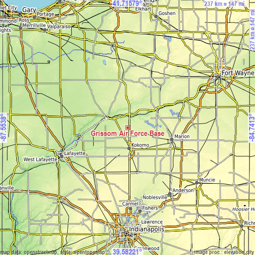 Topographic map of Grissom Air Force Base