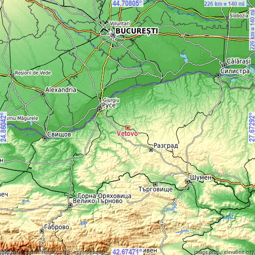 Topographic map of Vetovo