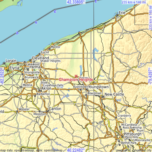Topographic map of Champion Heights