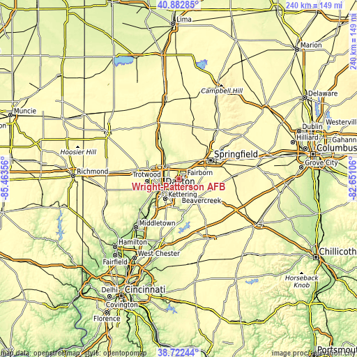 Topographic map of Wright-Patterson AFB