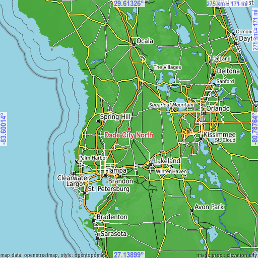 Topographic map of Dade City North