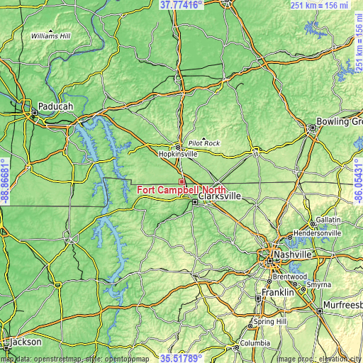 Topographic map of Fort Campbell North