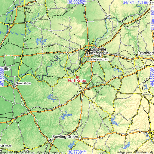 Topographic map of Fort Knox