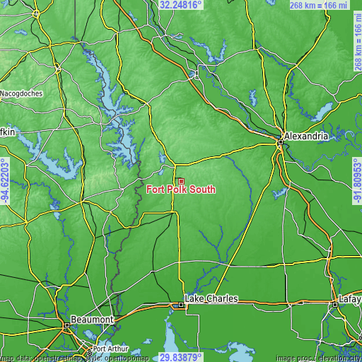 Topographic map of Fort Polk South