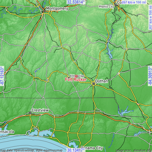 Topographic map of Fort Rucker