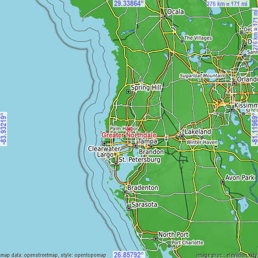 Topographic map of Greater Northdale