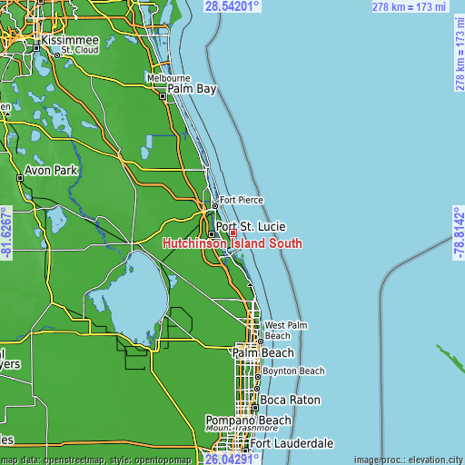 Topographic map of Hutchinson Island South