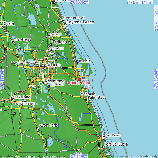 Topographic map of Cocoa West