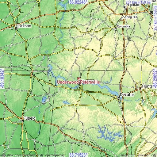 Topographic map of Underwood-Petersville