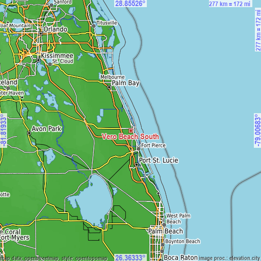 Topographic map of Vero Beach South