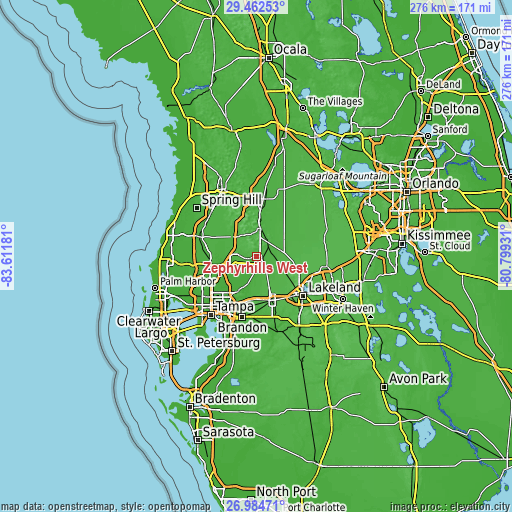 Topographic map of Zephyrhills West