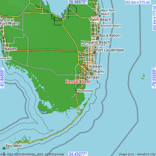 Topographic map of Kendall West