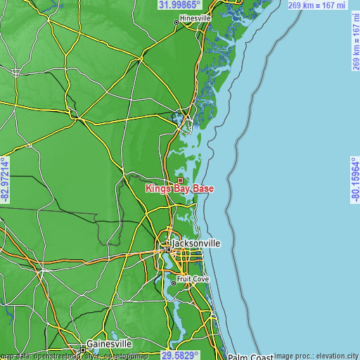 Topographic map of Kings Bay Base