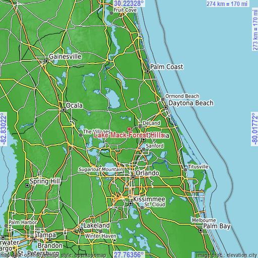 Topographic map of Lake Mack-Forest Hills