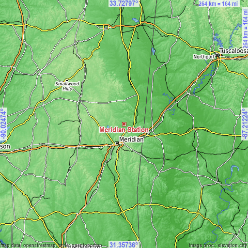 Topographic map of Meridian Station