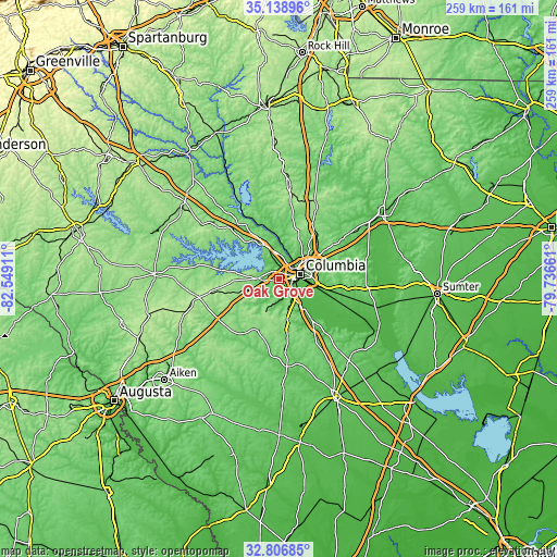 Topographic map of Oak Grove