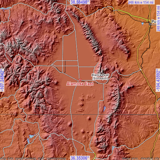 Topographic map of Alamosa East