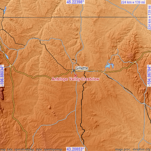 Topographic map of Antelope Valley-Crestview