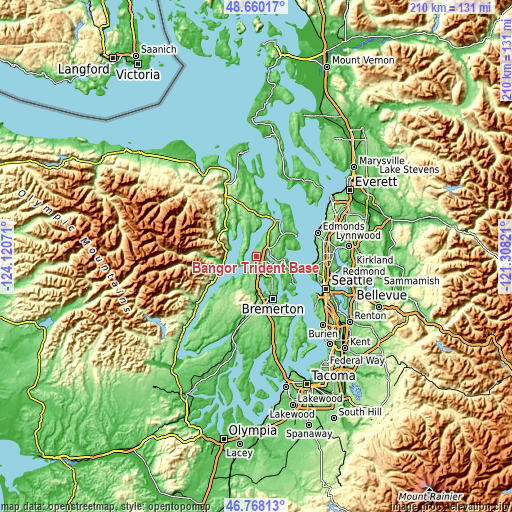 Topographic map of Bangor Trident Base