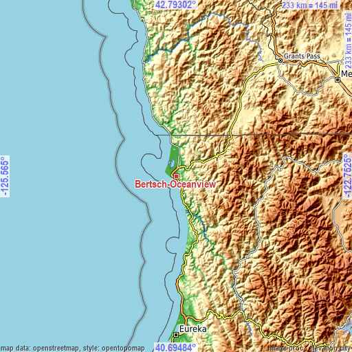 Topographic map of Bertsch-Oceanview