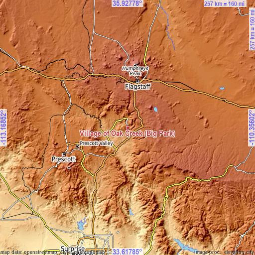 Topographic map of Village of Oak Creek (Big Park)