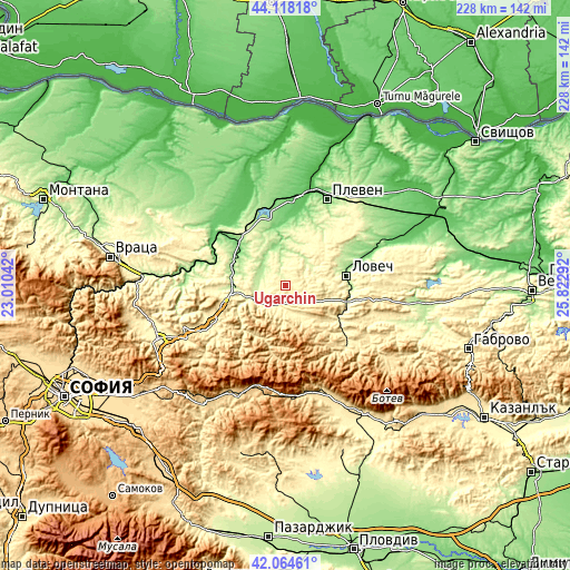 Topographic map of Ugarchin