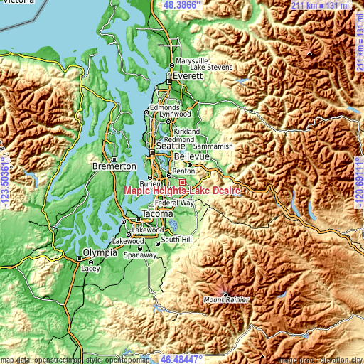 Topographic map of Maple Heights-Lake Desire