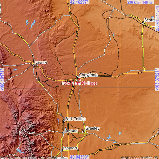 Topographic map of Fox Farm-College