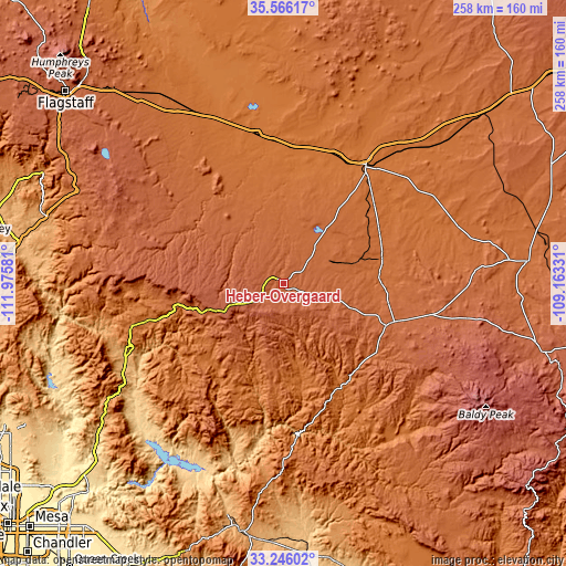 Topographic map of Heber-Overgaard