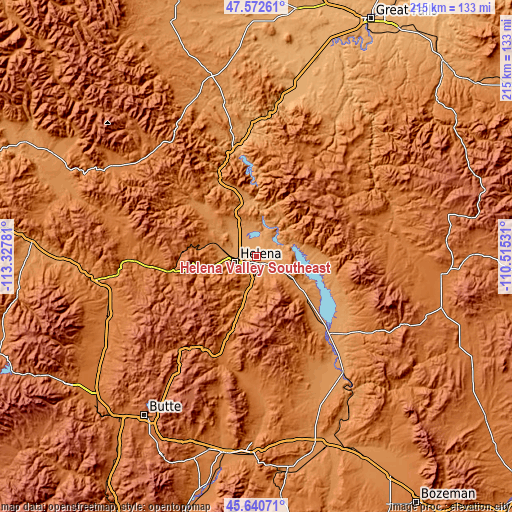 Topographic map of Helena Valley Southeast