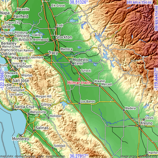 Topographic map of Hilmar-Irwin