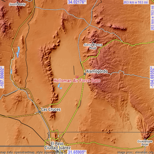 Topographic map of Holloman Air Force Base