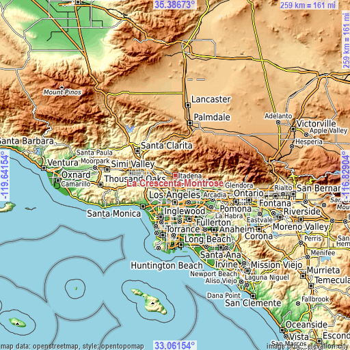 Topographic map of La Crescenta-Montrose