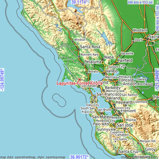 Topographic map of Lagunitas-Forest Knolls