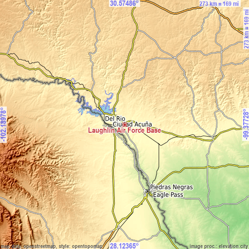 Topographic map of Laughlin Air Force Base