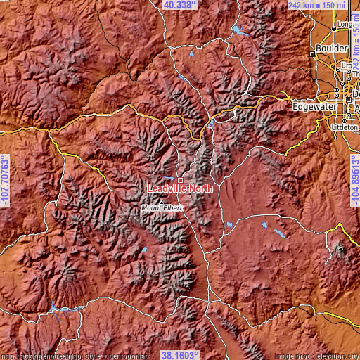 Topographic map of Leadville North