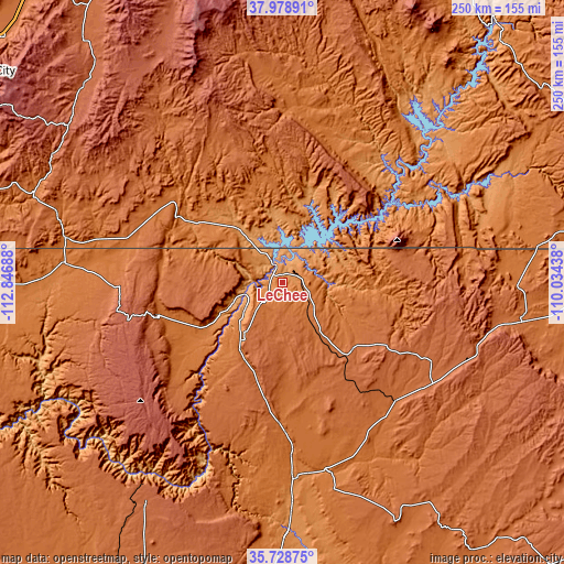 Topographic map of LeChee